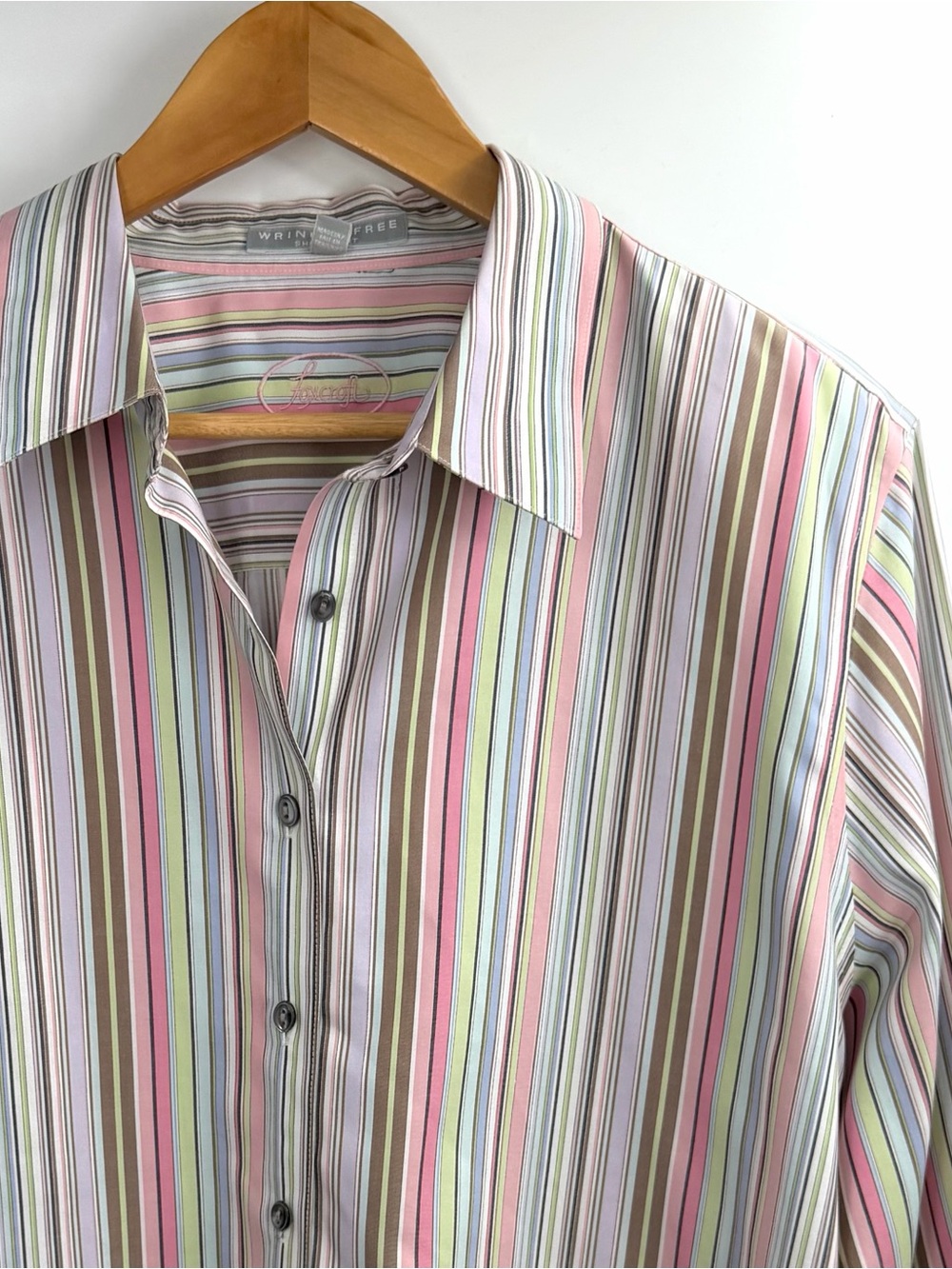 Foxcroft Multicolor Retro Pastel Striped Dress Shirt - Picture 12 of 14